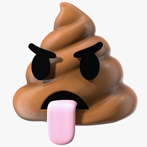 Tongue Out Face Poop Emoji Smile 3D model