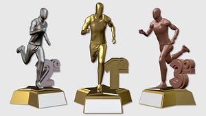3D 3D Trophy for Runners 1st 2nd and 3rd Place Podium Ready for 3D Printing model