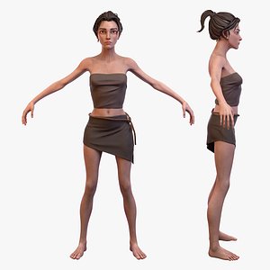 Slave Female Stylized Low-poly 3D model 3D