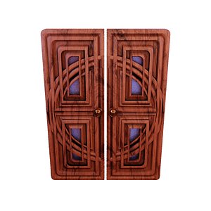 Library wooden door Low-poly 3D model
