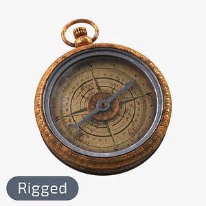 Old Compass, Rigged, High &amp; Low Poly, PBR