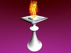 Fiery Statue on Pedestal