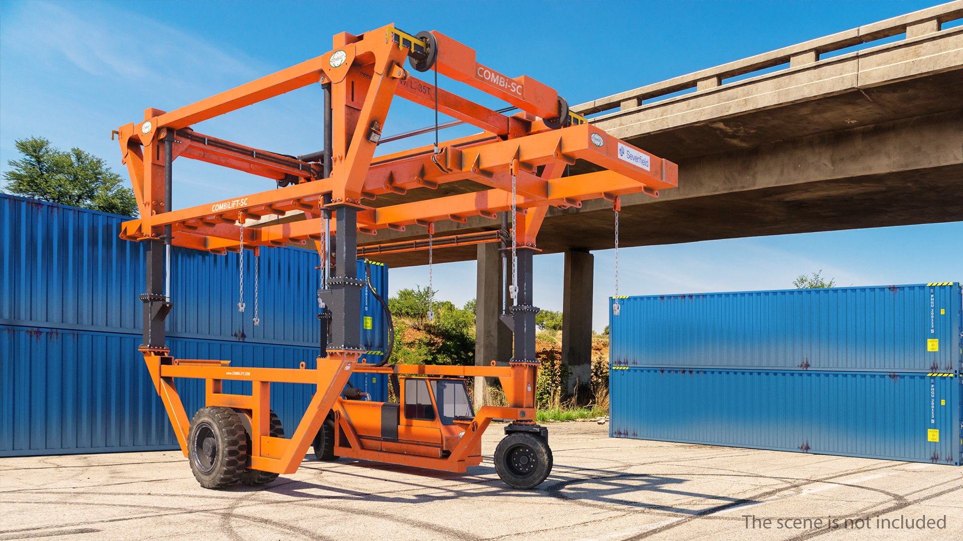 Straddle Carrier Combilift SC Dirty Rigged 3D model preview