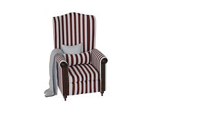 3D Candy Cane Striped Mediterranean Winged Arm Chair model