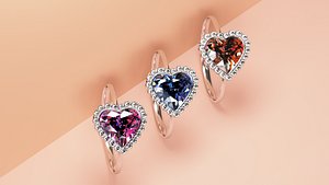 Heart-Shaped Diamond Ring Model 3D model