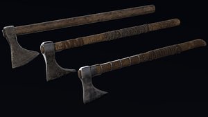 Axe collection PBR Low-poly Came Ready 3D