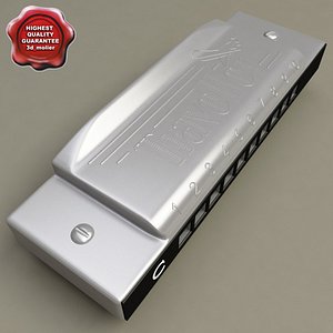 harmonica details modelled 3d model