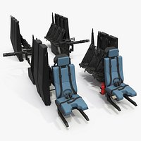 Military Helicopter Cabin with Door Minigun Setup