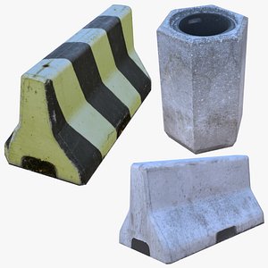 3D model Traffic barriers and street bin
