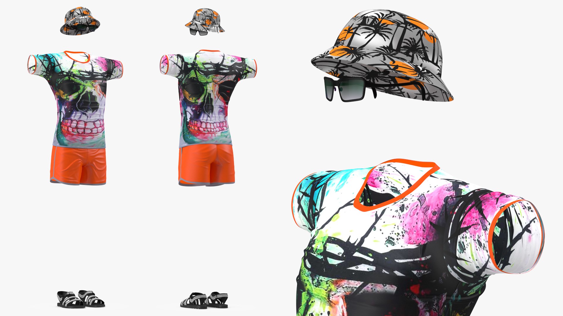 Teenage Boy Summer Wear Set 3D model preview