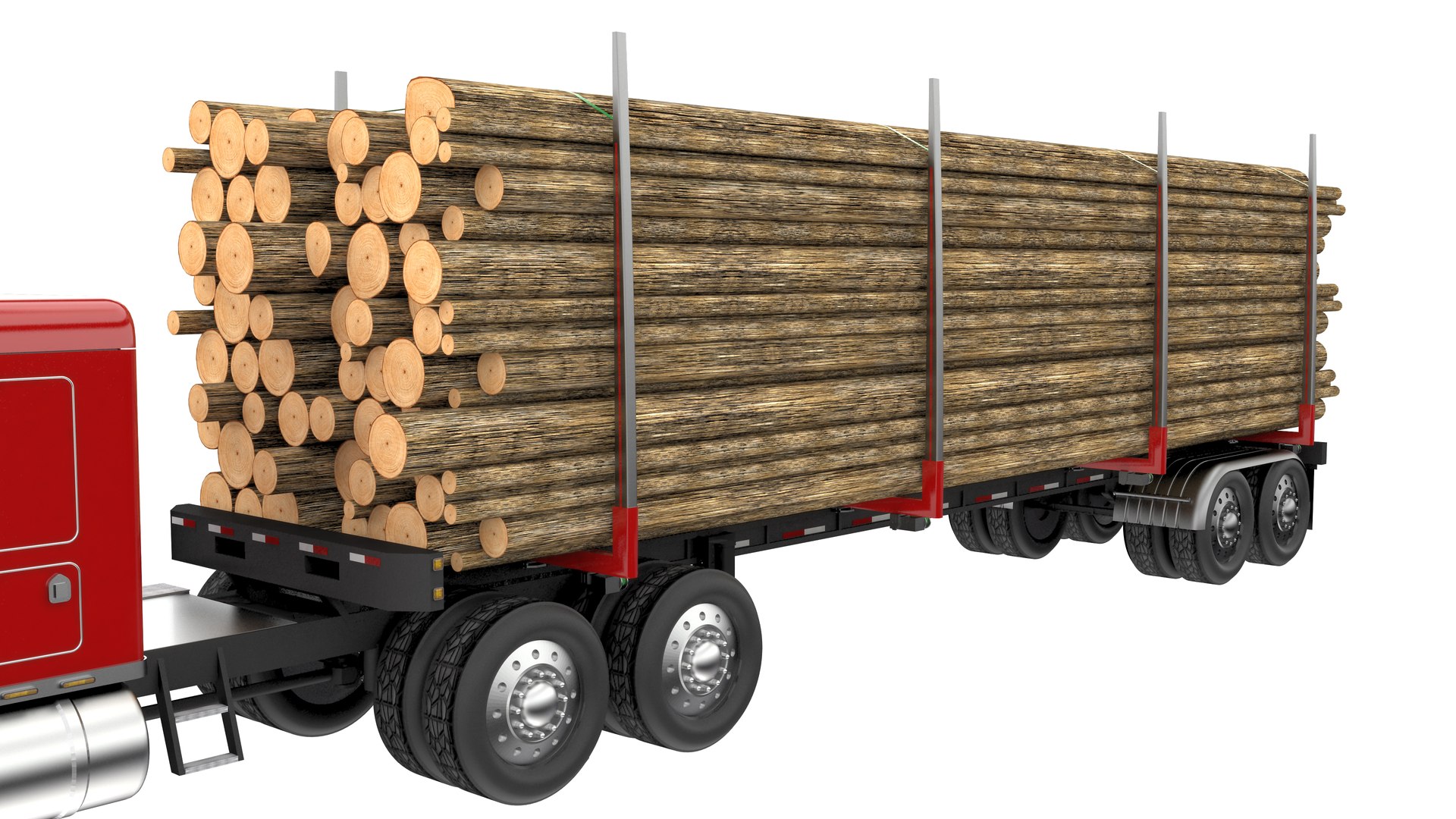 3D model Truck with Logging Trailer - Red https://p.turbosquid.com/ts-thumb/fH/dnD5Oe/m4/truckwithloggingtrailerred6jpg/jpg/1658614137/1920x1080/fit_q87/15c6c9d576fdbce38aa7167d962f086e6d5ad6da/truckwithloggingtrailerred6jpg.jpg