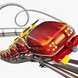 Roller Coaster Train Animated 3D model