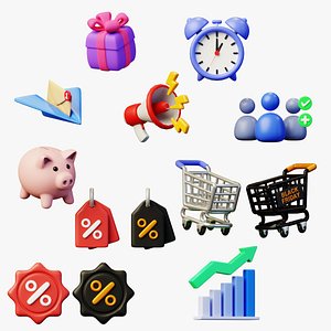 3D 10 Marketing Icon Pack Part 1 model