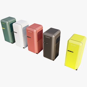 3D Retro Style Single-Door Refrigerator Collection