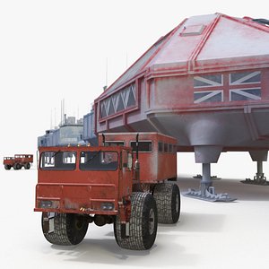 Antarctic Station Halley with Snow Vehicle