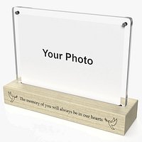 Memorial Acrylic Photo Frame with Dove Engraving Light Wood