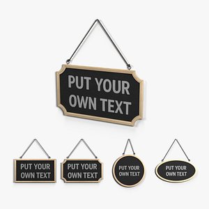 3D model Display Sign Collection &ndash; Complete Wooden Wall Message Board Set