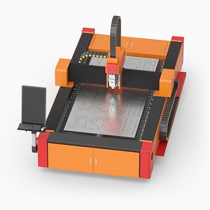 Laser Cutting Machine with Steel Detail Rigged