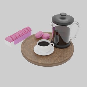 3D Coffee And Macaron Set model