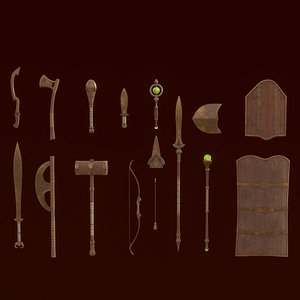 Copper fantasy weapon set