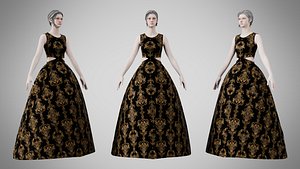 Dress 32 Golden Noir Velvet model