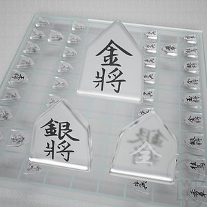 Chess Japanese Shogi - glass mirror - modern
