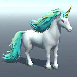 Lowpoly Stylized Unicorn Rigged and Animated for VR AR Games