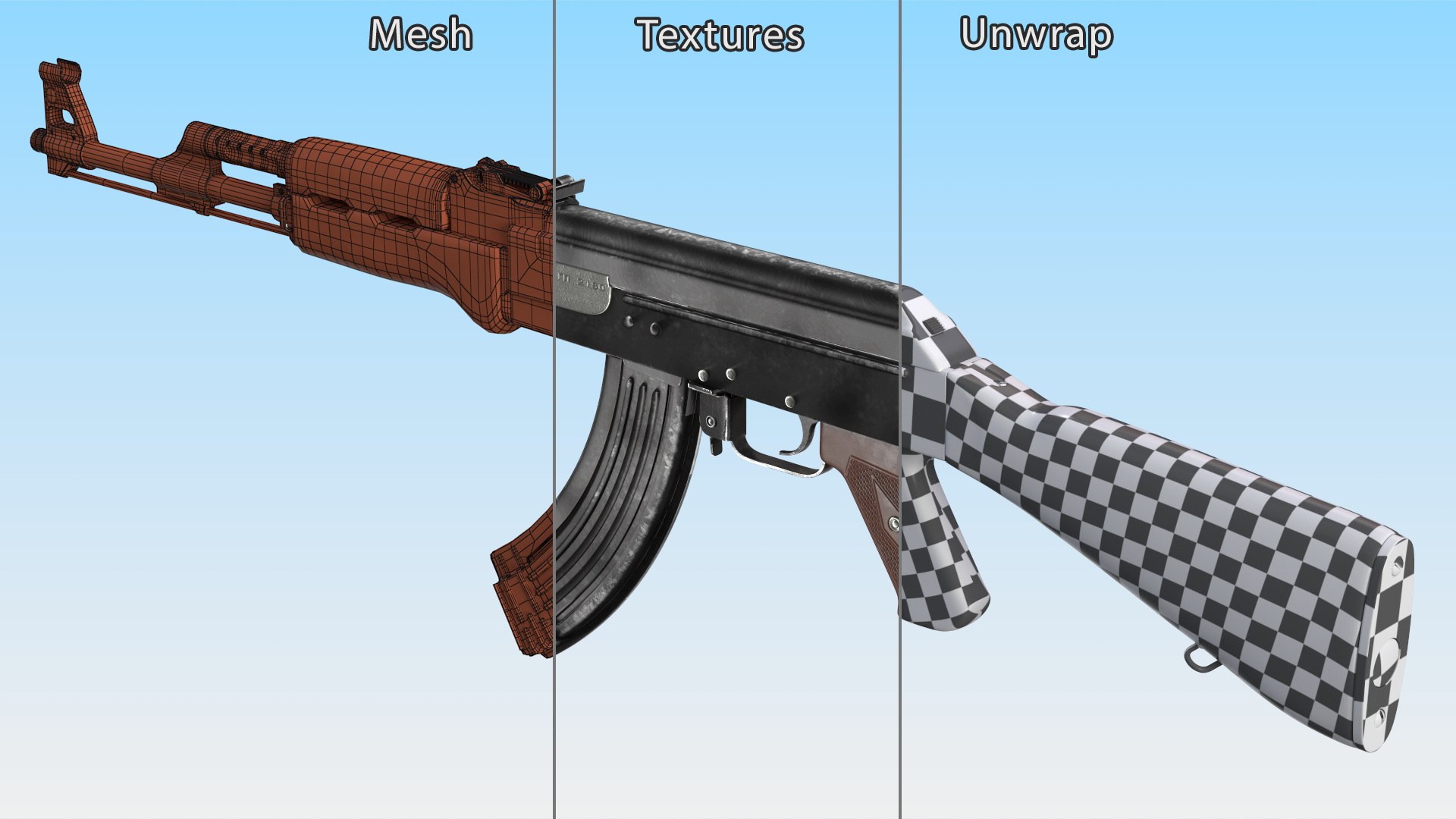 3D Kalashnikov AK-47 Assault Rifle https://p.turbosquid.com/ts-thumb/fI/hTga5z/4x/kalashnikovak47assaultriflec4dmodel018/jpg/1708582262/1920x1080/fit_q87/63f3d4443c705860e20082282b857ed202cc2b7f/kalashnikovak47assaultriflec4dmodel018.jpg