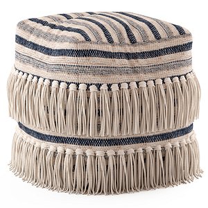 Network Rugs Bone Fringed Wool Ottoman