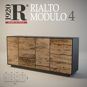 Wood sideboard of Venetian briccole oak Rialto MODULO 4 RIVA 1920
