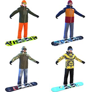 3D model snowboarder boards