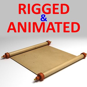 3d rigged scroll paper