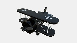 3D Airplane Cartoon A04 Black - Classic Aircraft