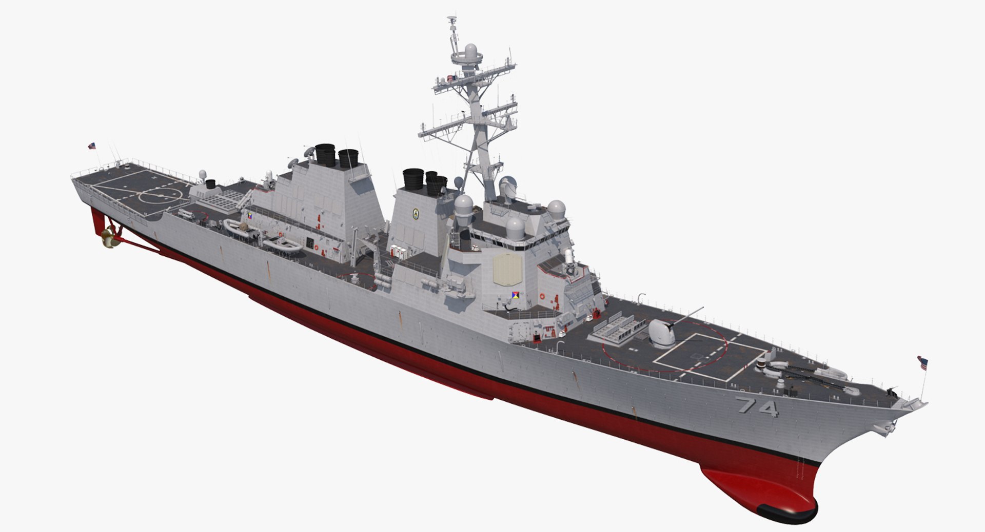 Arleigh Burke Destroyer McFaul DDG-74 Rigged 3D Model 3D model preview
