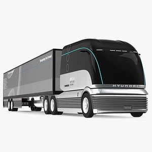3D Hydrogen Concept Semi Truck Hyundai HDC-6 with Trailer model