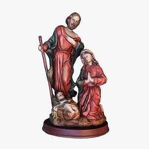 Jesus birth Mary Joseph Holy Family statue low-poly 3D model