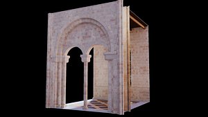 3D model Cathedral Romanesque Nave MIDDLE - ONLY