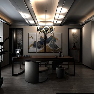 UChinese Interior Tea Room Design 3D ModelSDMAX model
