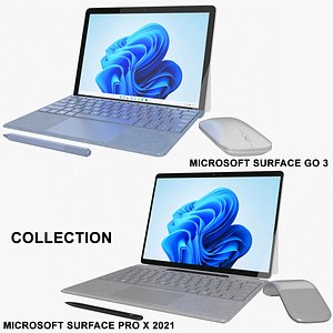 Microsoft Surface Go 3 and Surface Pro X 2021 Collection 3D