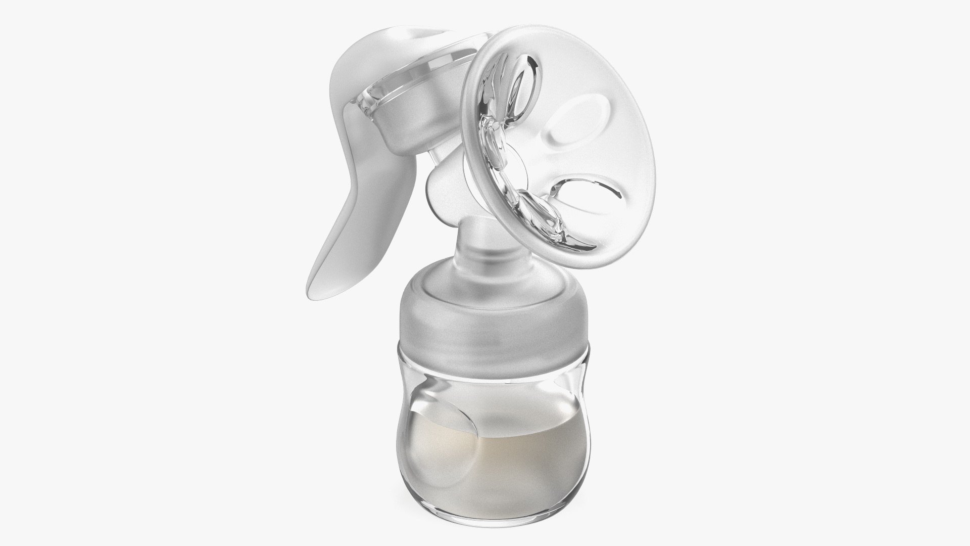 Manual Breast Pump with Milk 3D model preview