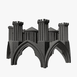 3d cathedral statues umbrella model