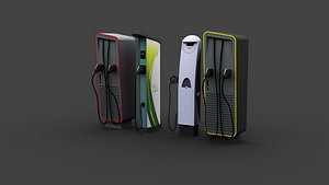 Electric Vehicle Chargers pack 4 3D model