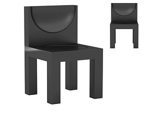 Black Geometric Block Chair with Recessed Seat and Back 3D Model model