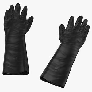 Large Black Rubber Lab Gloves Laying