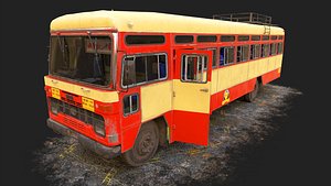 Indian Bus V1 Old Orange yellow used 3D model