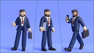 Minimal Business Man Cartoon Character