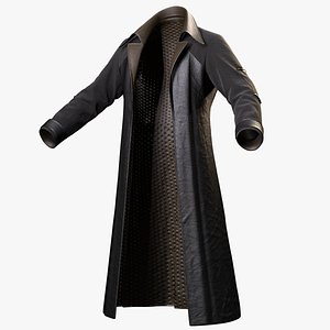 Black Trench Coat 3D Model Cinematic Character Wear