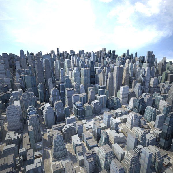 3d cityscape scene highrise model