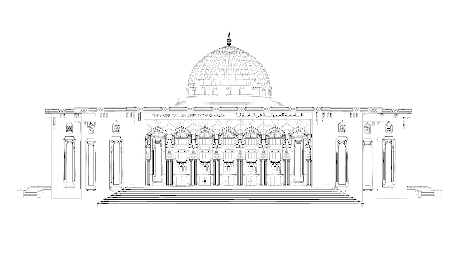 American University of Sharjah model https://p.turbosquid.com/ts-thumb/fK/kFGpvT/sA/universityofsharjah_wireframe0000/png/1740745972/1920x1080/fit_q87/be209ebb29eae6cadb2f1f717803096ba2d5a228/universityofsharjah_wireframe0000.jpg