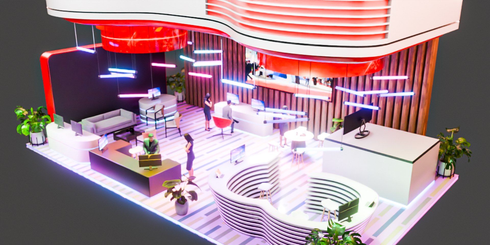 Modern Futuristic Trade Show Booth Design Blender 3D Model 3D Model ...